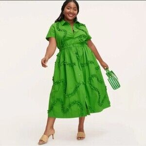 Kate Spade New York Green Ruffle Shirt Dress Medium M  Target Collaboration